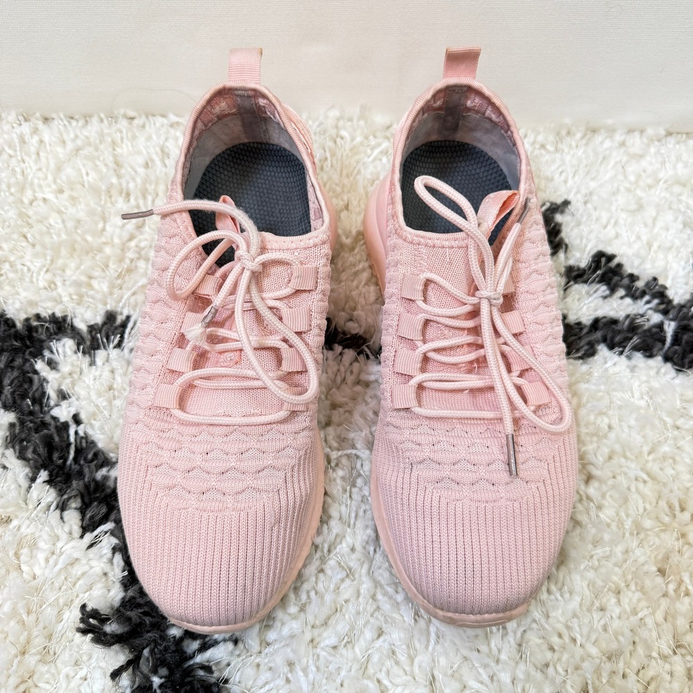 TM WILL LOVE Pink Textured Knit Lace Up Athletic Running Sneakers Size 37 Womens - Picture 6 of 9